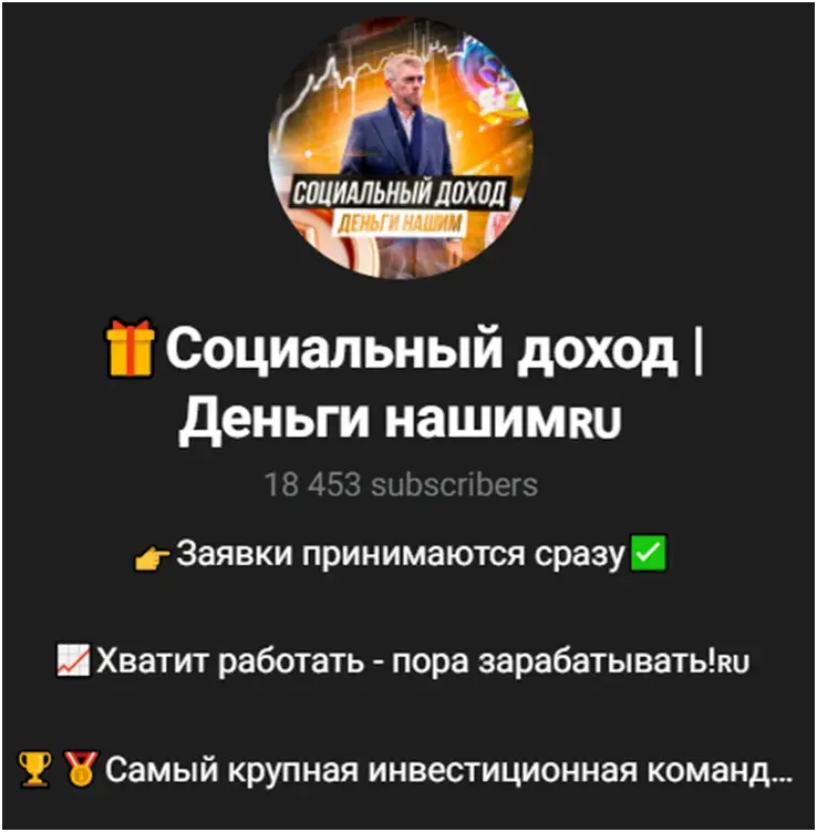 социальный доход деньги нашим телеграмм канал