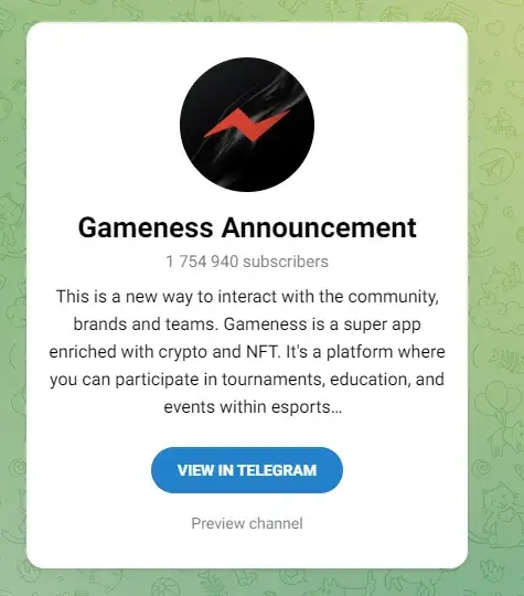 gameness telegram gameness telegram