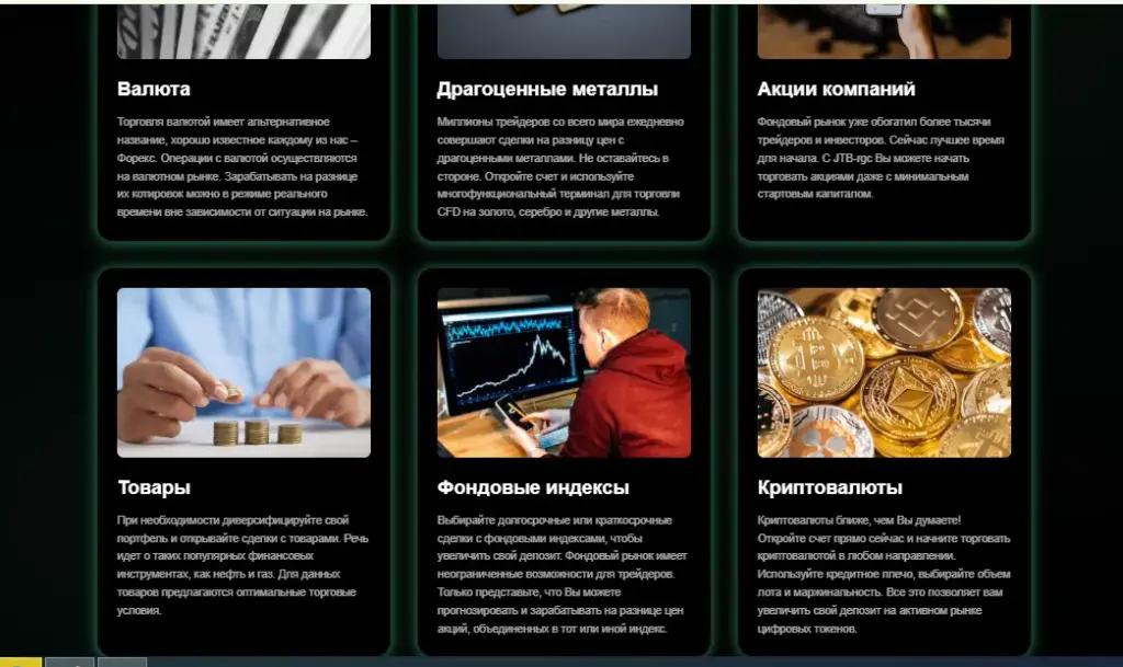 Доступные рынки на платформе JTB RGC