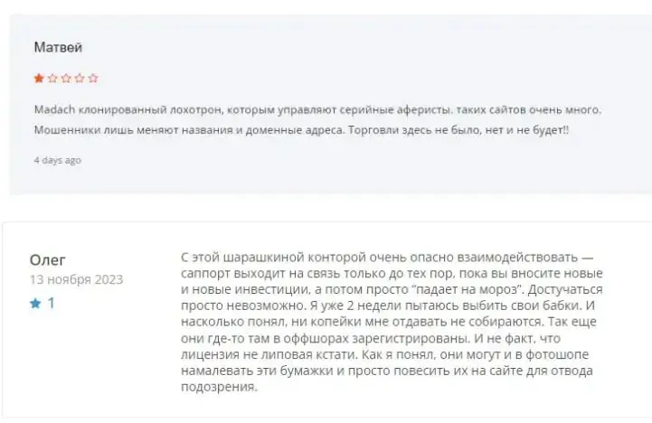 Madach отзывы