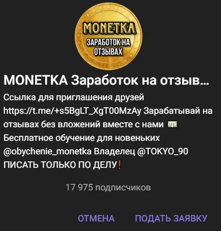 монетка заработок на отзывах