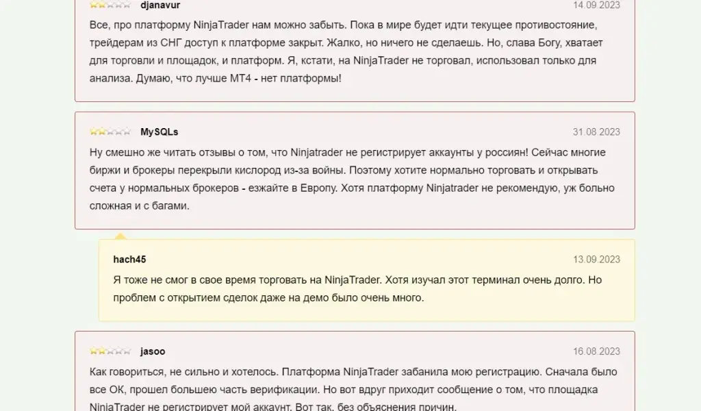 Ninjatrader отзывы клиентов