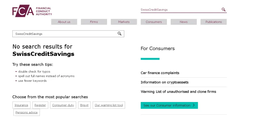FCA Swiss Credit Savings FCA Swiss Credit Savings