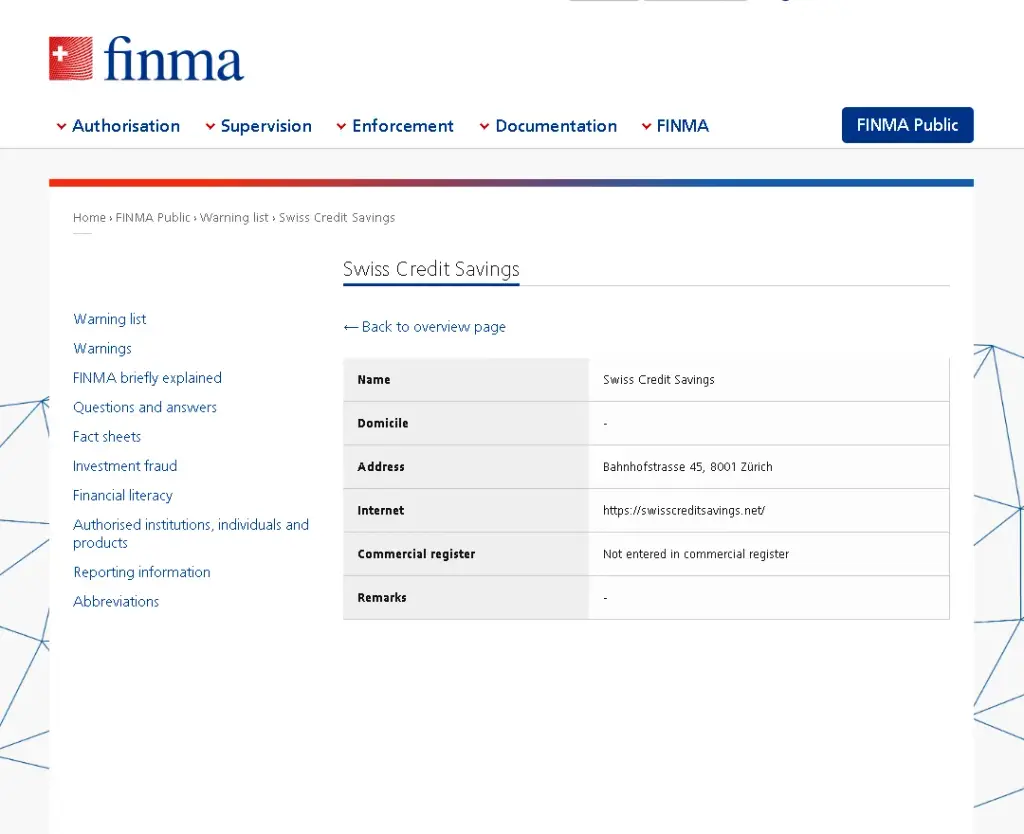Swiss Credit Savings FINMA Swiss Credit Savings FINMA