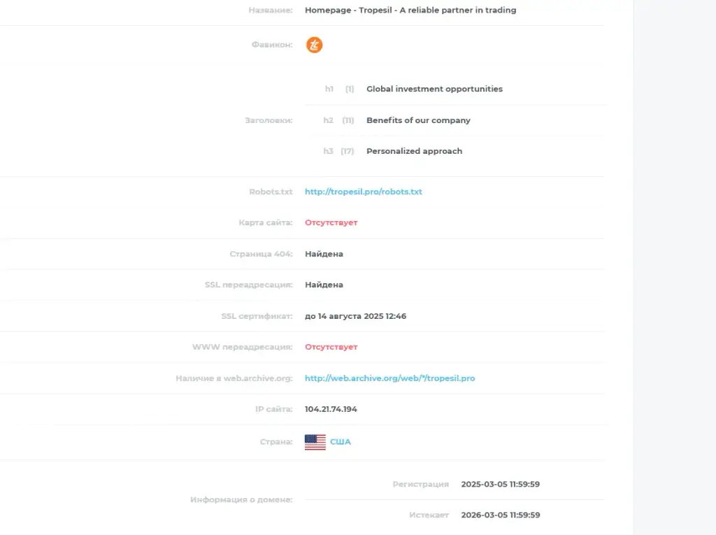 tropesil биржа